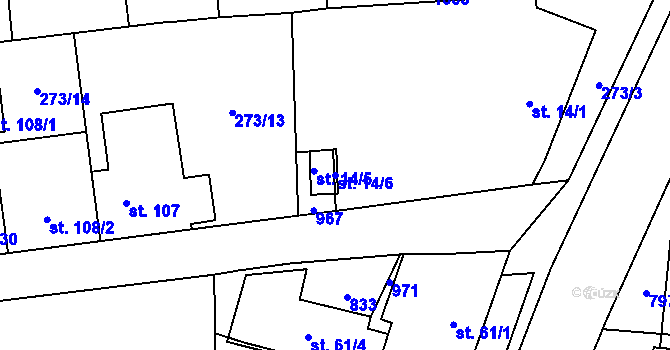 Parcela st. 14/6 v KÚ Hrabůvka, Katastrální mapa