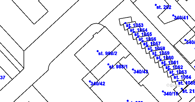 Parcela st. 988/2 v KÚ Hrabůvka, Katastrální mapa