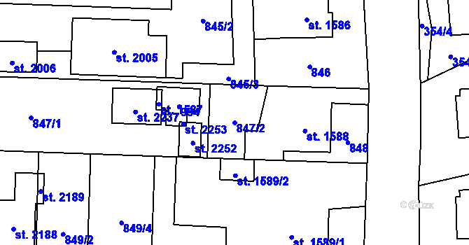 Parcela st. 847/2 v KÚ Hrabůvka, Katastrální mapa