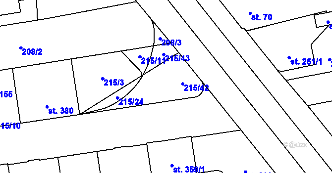 Parcela st. 215/42 v KÚ Hrabůvka, Katastrální mapa