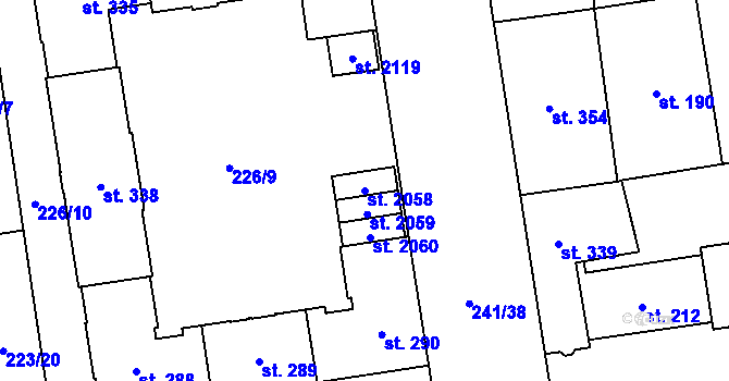 Parcela st. 2058 v KÚ Hrabůvka, Katastrální mapa