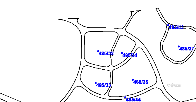 Parcela st. 485/32 v KÚ Hrabůvka, Katastrální mapa