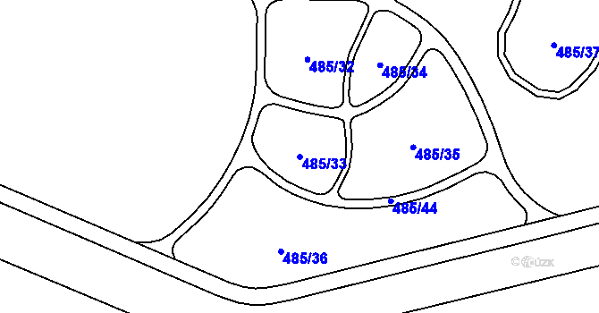 Parcela st. 485/33 v KÚ Hrabůvka, Katastrální mapa