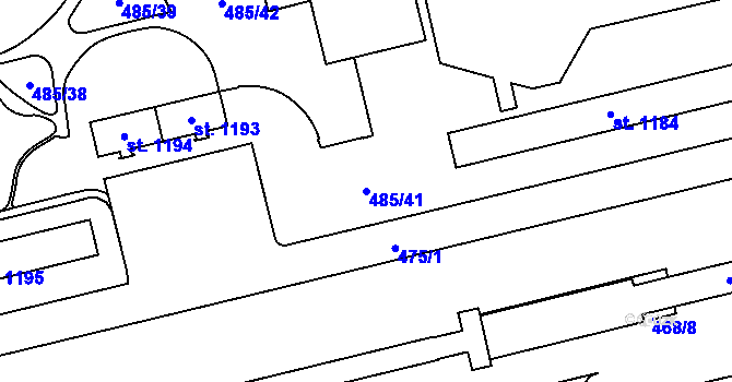 Parcela st. 485/41 v KÚ Hrabůvka, Katastrální mapa