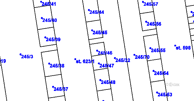 Parcela st. 245/46 v KÚ Hrabůvka, Katastrální mapa