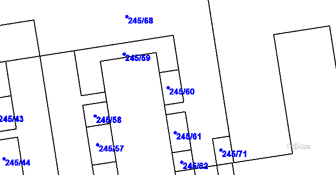 Parcela st. 245/60 v KÚ Hrabůvka, Katastrální mapa
