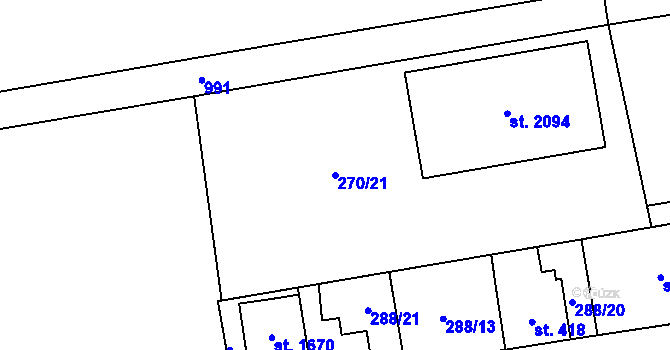 Parcela st. 270/21 v KÚ Hrabůvka, Katastrální mapa