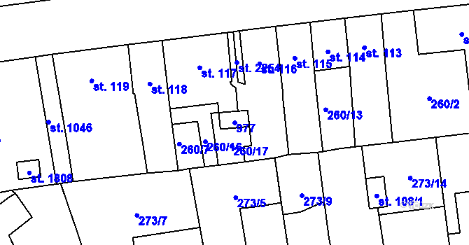 Parcela st. 977 v KÚ Hrabůvka, Katastrální mapa