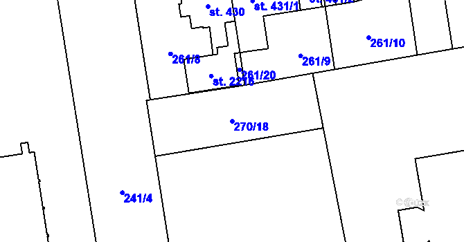 Parcela st. 270/18 v KÚ Hrabůvka, Katastrální mapa