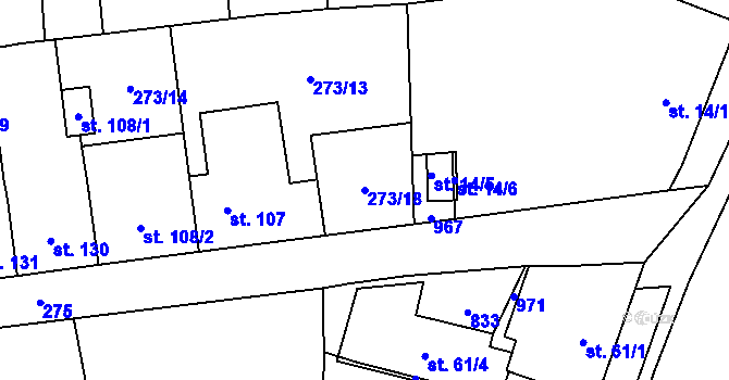 Parcela st. 273/18 v KÚ Hrabůvka, Katastrální mapa