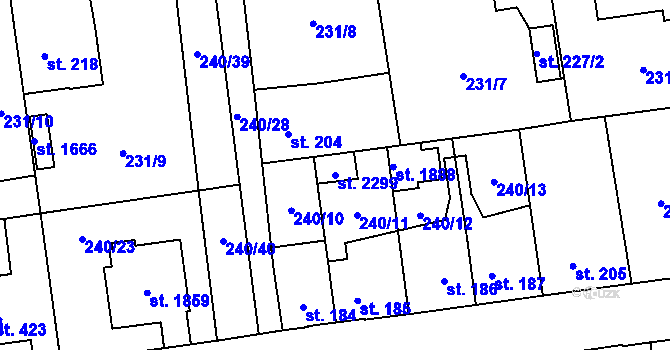 Parcela st. 2299 v KÚ Hrabůvka, Katastrální mapa