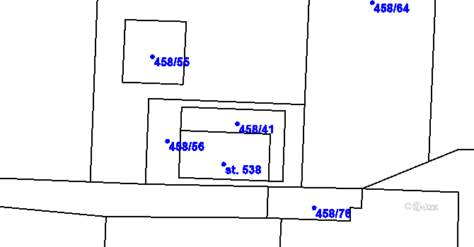 Parcela st. 458/41 v KÚ Heřmanice, Katastrální mapa