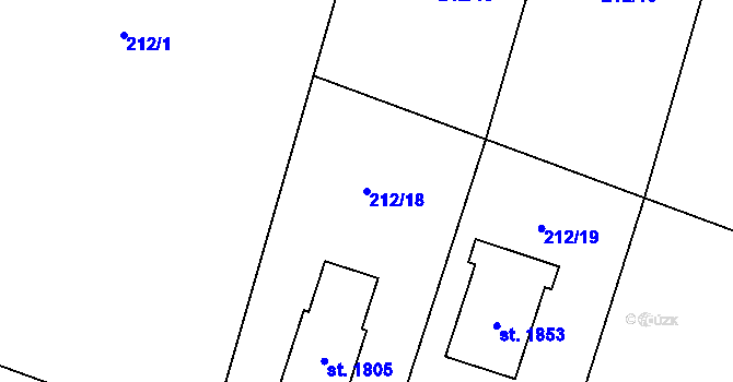 Parcela st. 212/18 v KÚ Heřmanice, Katastrální mapa
