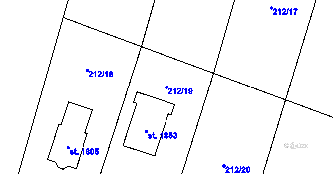 Parcela st. 212/19 v KÚ Heřmanice, Katastrální mapa