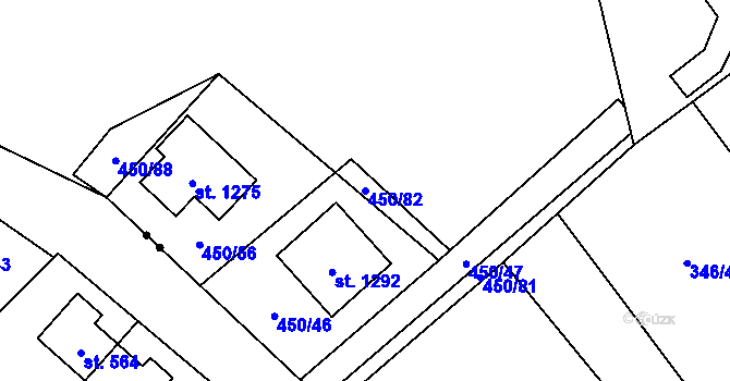 Parcela st. 450/82 v KÚ Heřmanice, Katastrální mapa