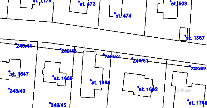Parcela st. 248/52 v KÚ Heřmanice, Katastrální mapa