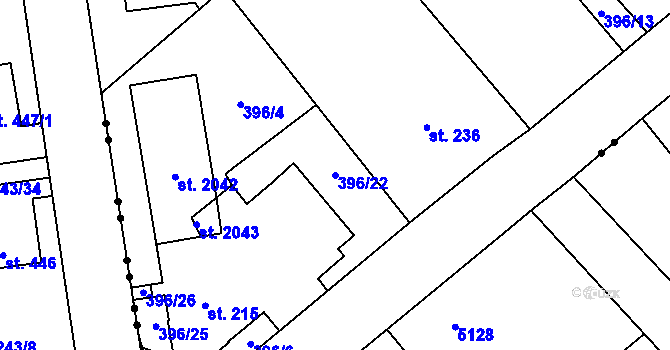 Parcela st. 396/22 v KÚ Heřmanice, Katastrální mapa
