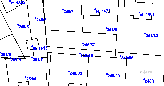 Parcela st. 248/57 v KÚ Heřmanice, Katastrální mapa