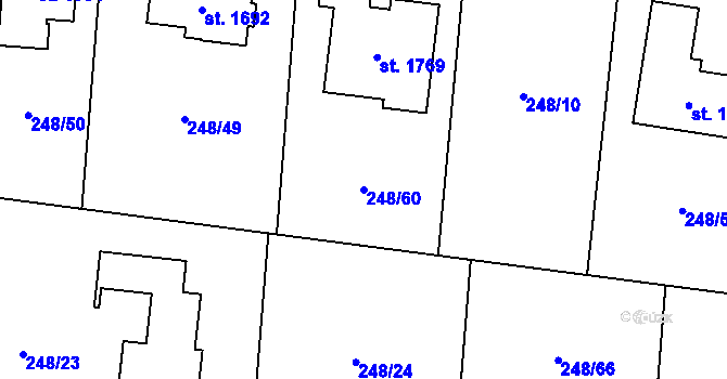 Parcela st. 248/60 v KÚ Heřmanice, Katastrální mapa