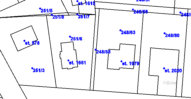 Parcela st. 248/58 v KÚ Heřmanice, Katastrální mapa