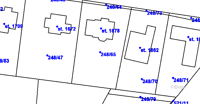 Parcela st. 248/65 v KÚ Heřmanice, Katastrální mapa
