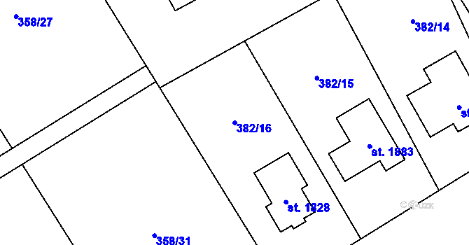 Parcela st. 382/16 v KÚ Heřmanice, Katastrální mapa