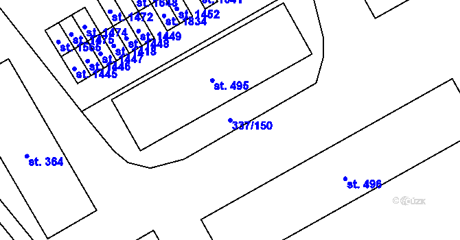 Parcela st. 337/150 v KÚ Heřmanice, Katastrální mapa