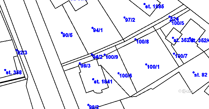 Parcela st. 100/9 v KÚ Heřmanice, Katastrální mapa