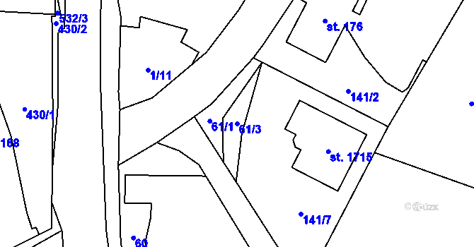 Parcela st. 61/3 v KÚ Heřmanice, Katastrální mapa