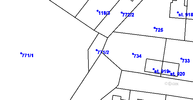 Parcela st. 771/2 v KÚ Heřmanice, Katastrální mapa