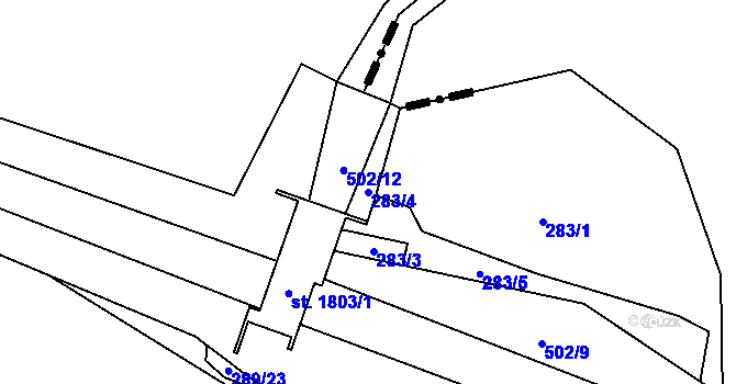 Parcela st. 283/4 v KÚ Heřmanice, Katastrální mapa