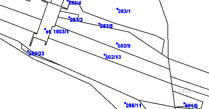 Parcela st. 502/13 v KÚ Heřmanice, Katastrální mapa