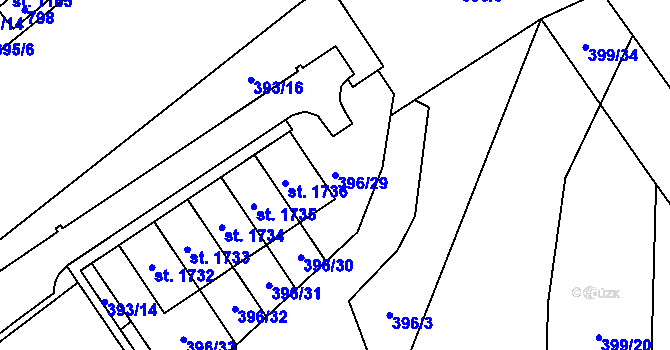 Parcela st. 396/29 v KÚ Heřmanice, Katastrální mapa