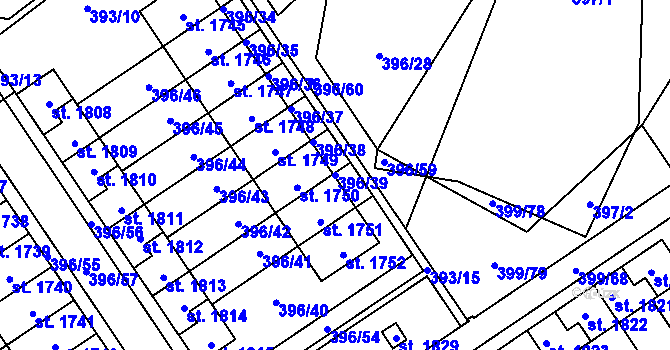 Parcela st. 396/39 v KÚ Heřmanice, Katastrální mapa