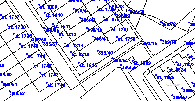 Parcela st. 396/40 v KÚ Heřmanice, Katastrální mapa