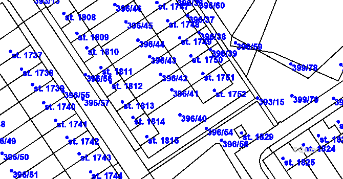 Parcela st. 396/41 v KÚ Heřmanice, Katastrální mapa