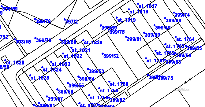 Parcela st. 399/52 v KÚ Heřmanice, Katastrální mapa