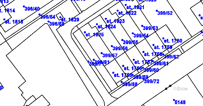 Parcela st. 399/57 v KÚ Heřmanice, Katastrální mapa