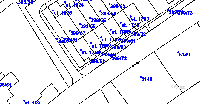 Parcela st. 399/59 v KÚ Heřmanice, Katastrální mapa