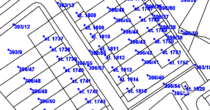 Parcela st. 1812 v KÚ Heřmanice, Katastrální mapa