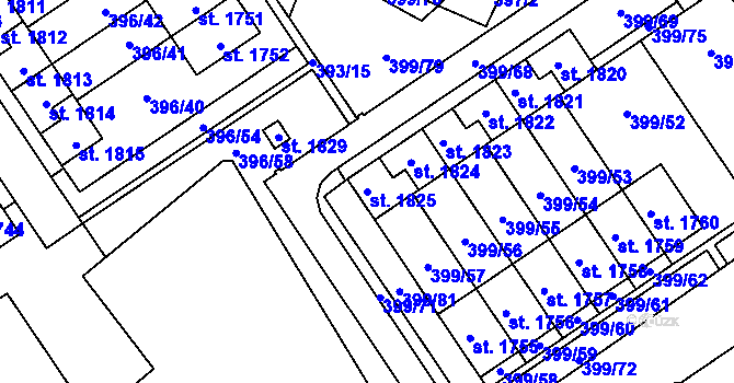 Parcela st. 1825 v KÚ Heřmanice, Katastrální mapa