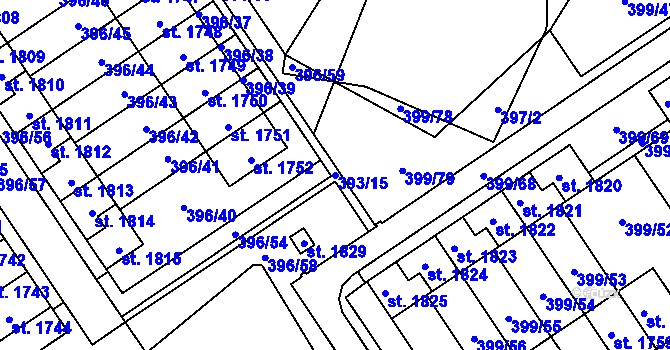 Parcela st. 393/15 v KÚ Heřmanice, Katastrální mapa
