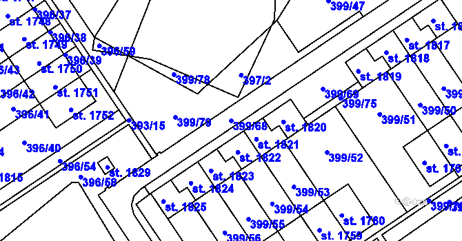 Parcela st. 399/68 v KÚ Heřmanice, Katastrální mapa