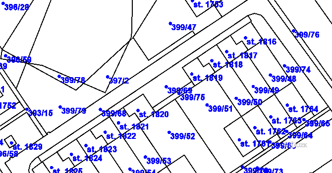 Parcela st. 399/69 v KÚ Heřmanice, Katastrální mapa