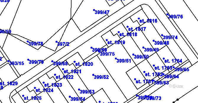 Parcela st. 399/75 v KÚ Heřmanice, Katastrální mapa