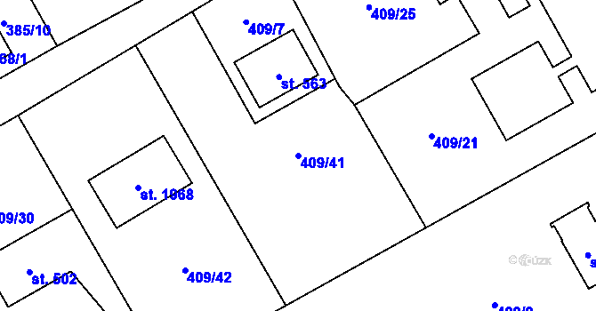 Parcela st. 409/41 v KÚ Heřmanice, Katastrální mapa