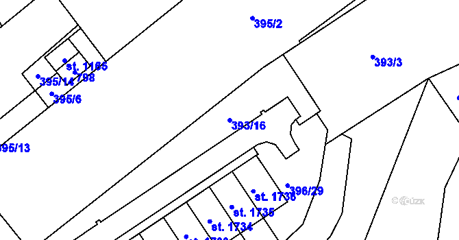 Parcela st. 393/16 v KÚ Heřmanice, Katastrální mapa