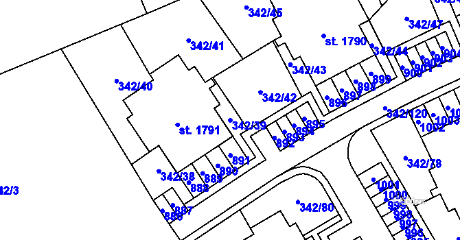 Parcela st. 342/39 v KÚ Heřmanice, Katastrální mapa