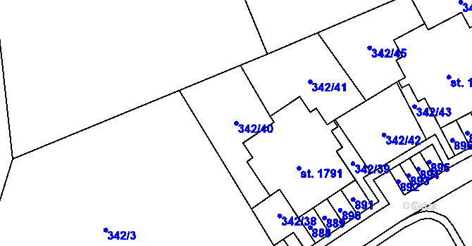 Parcela st. 342/40 v KÚ Heřmanice, Katastrální mapa