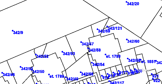 Parcela st. 342/57 v KÚ Heřmanice, Katastrální mapa